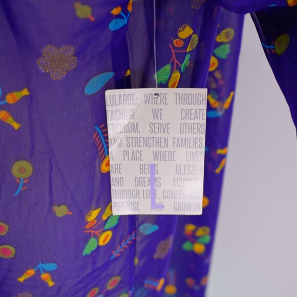 NEW LuLaRoe Monroe Purple Teal Tassle Sheer Cardigan Large Short Sleeve Open Fro - Picture 4 of 10